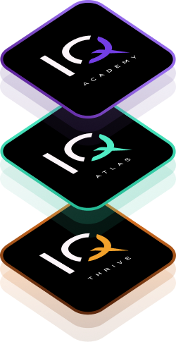 IQ Academy, IQ Atlas, and IQ Thrive badges
